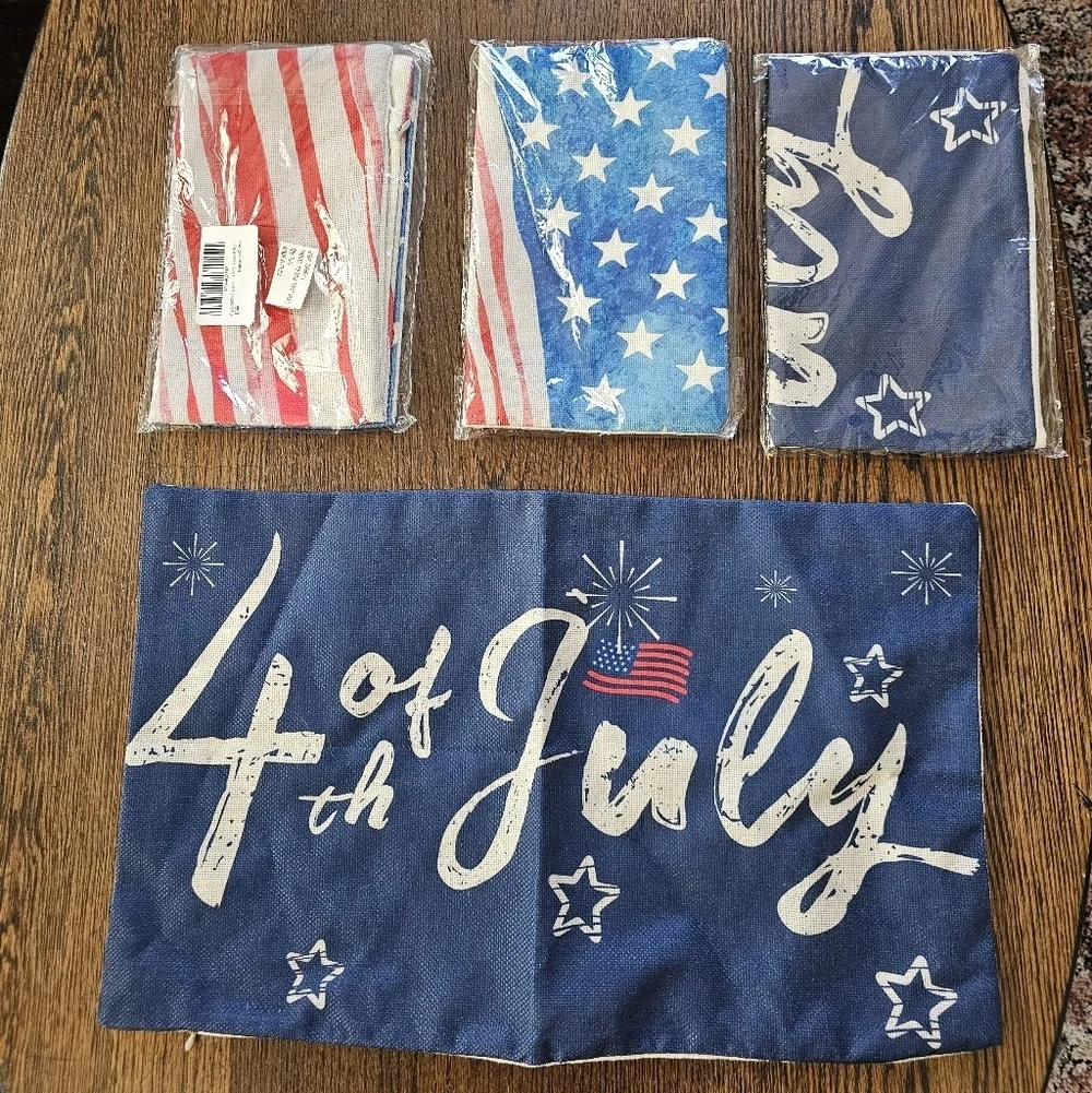 4th of July Themed Small Rectangle Canvas Pillow Covers Outdoor Indoor  NEW